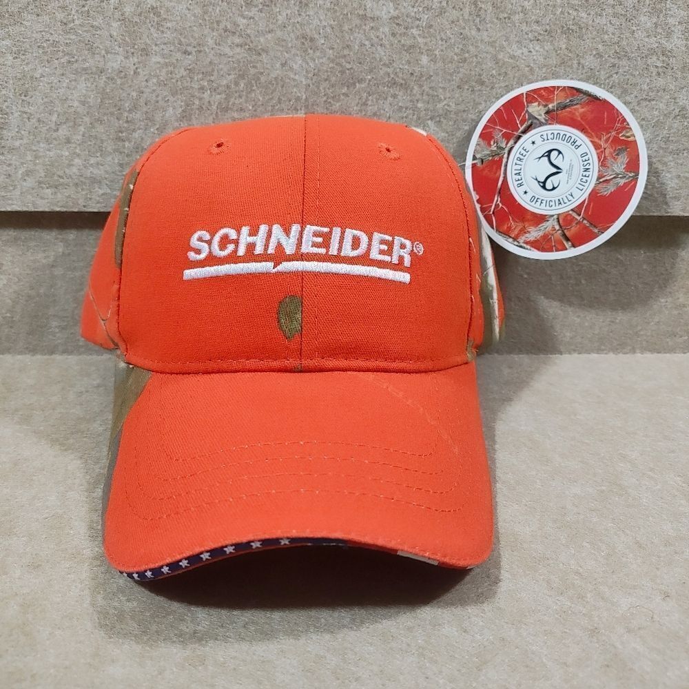 Realtree Schneider Orange Camo Strapback Structured Trucker Hat #U
